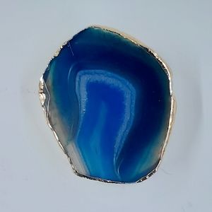Blue Agate Pop Socket with Gold Trim